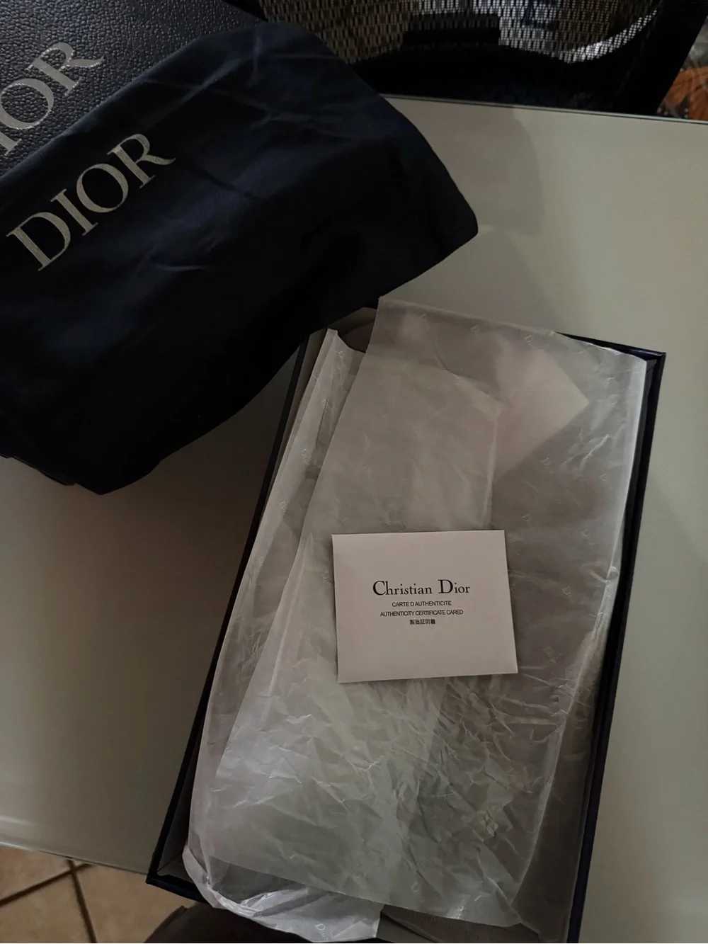 Dior Black Branded Dust Bag and Box Set